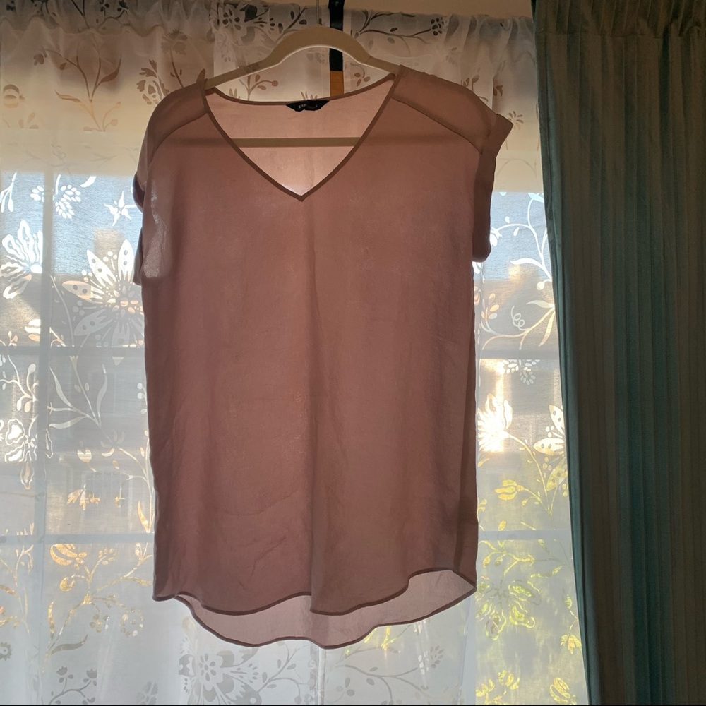 Express silky v neck blouse | blush color | medium